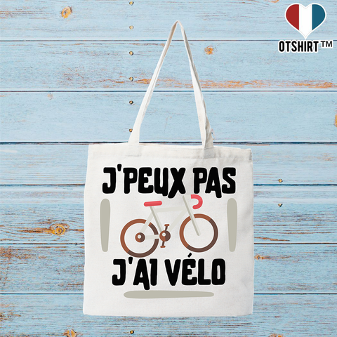 Tote bag coton recyclé j'peux pas j'ai vélo 3