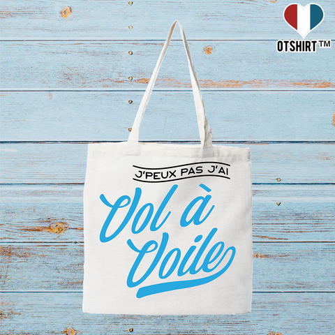 Tote bag coton recyclé j'peux pas j'ai vol à voile