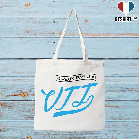 Tote bag coton recyclé j'peux pas j'ai vtt