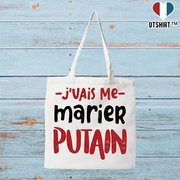 Tote bag coton recyclé j'vais me marier putain