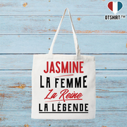 Tote bag coton recyclé jasmine la femme la reine la légende