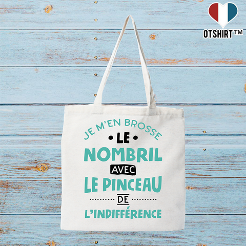 Tote bag coton recyclé je m'en brosse le nombril