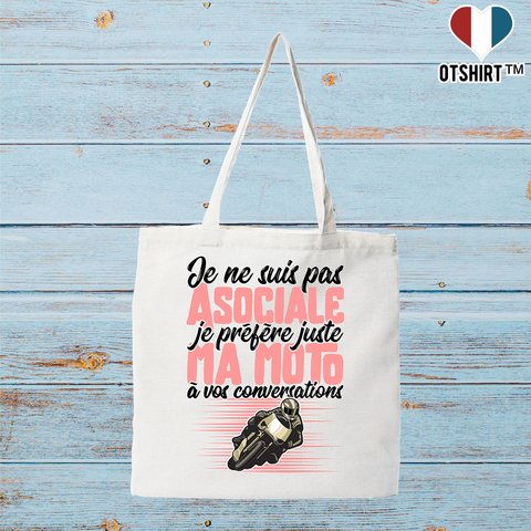Tote bag coton recyclé je ne suis pas asociale