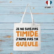 Tote bag coton recyclé je ne suis pas timide