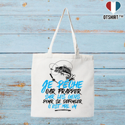 Tote bag coton recyclé je pêche pour me défouler