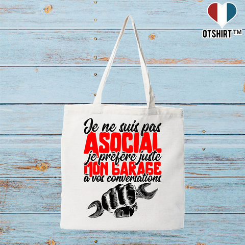 Tote bag coton recyclé je préfère mon garage