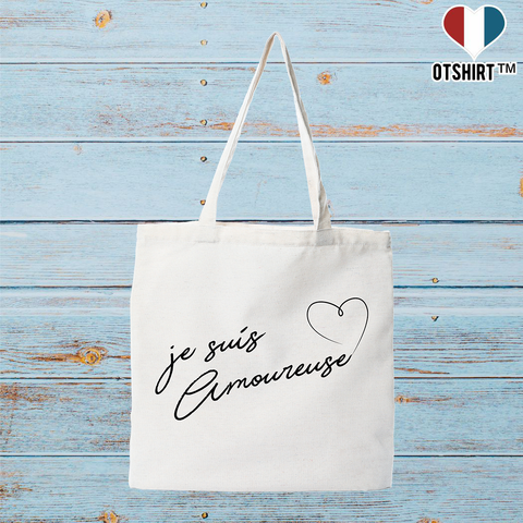 Tote bag coton recyclé je suis amoureuse