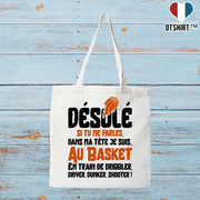 Tote bag coton recyclé je suis au basket