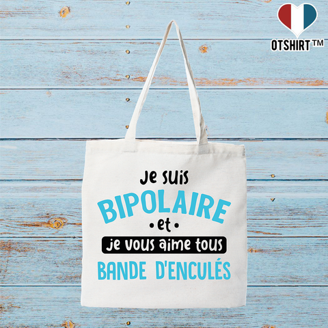 Tote bag coton recyclé je suis bipolaire
