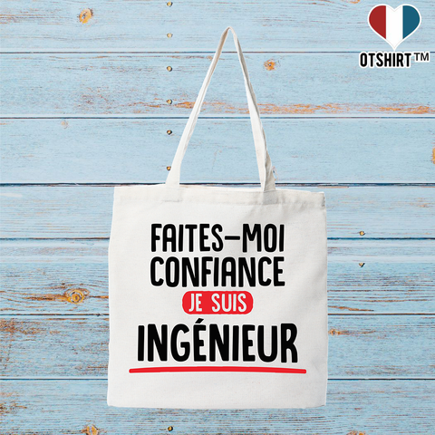 Tote bag coton recyclé je suis ingénieur