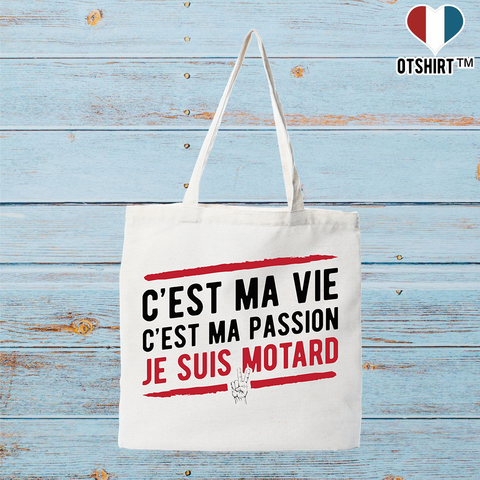 Tote bag coton recyclé je suis motard