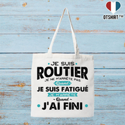 Tote bag coton recyclé je suis routier