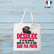 Tote bag coton recyclé je suis sur ma moto
