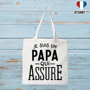Tote bag coton recyclé je suis un papa qui assure