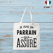Tote bag coton recyclé je suis un parrain qui assure