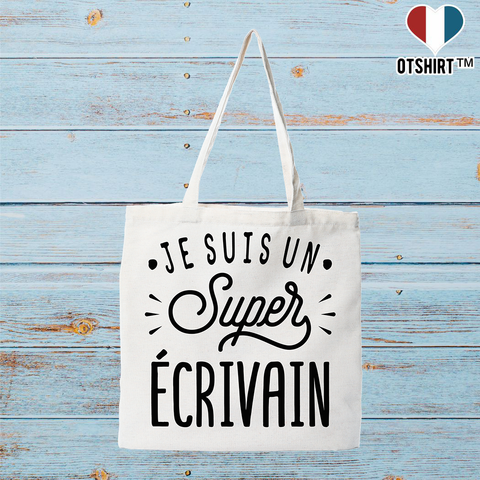 Tote bag coton recyclé je suis un super écrivain