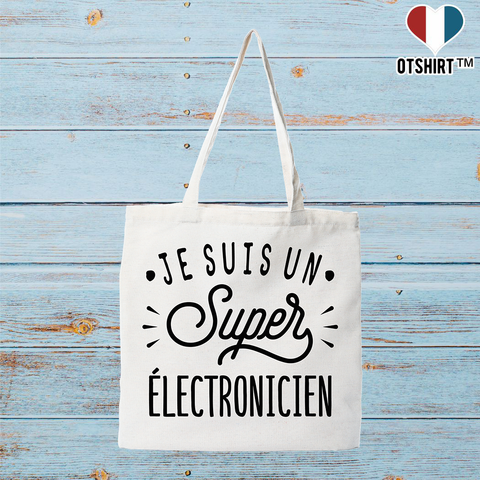 Tote bag coton recyclé je suis un super électronicien