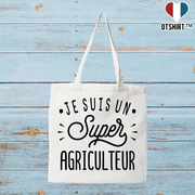 Tote bag coton recyclé je suis un super agriculteur