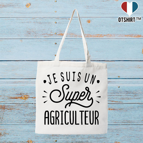 Tote bag coton recyclé je suis un super agriculteur
