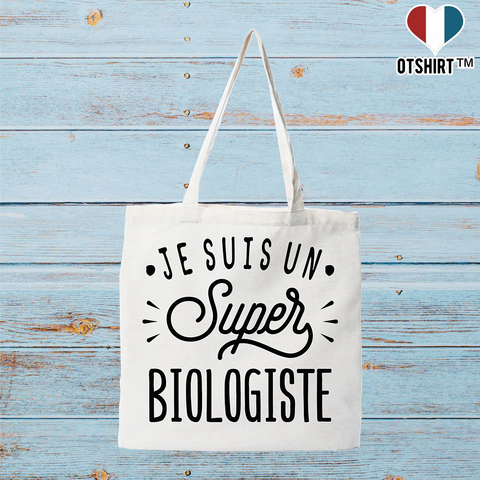 Tote bag coton recyclé je suis un super biologiste