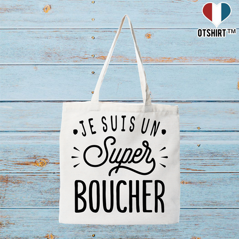 Tote bag coton recyclé je suis un super boucher