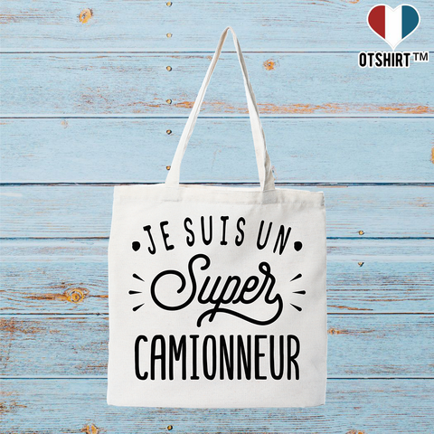 Tote bag coton recyclé je suis un super camionneur