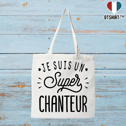 Tote bag coton recyclé je suis un super chanteur
