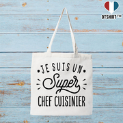 Tote bag coton recyclé je suis un super chef cuisinier