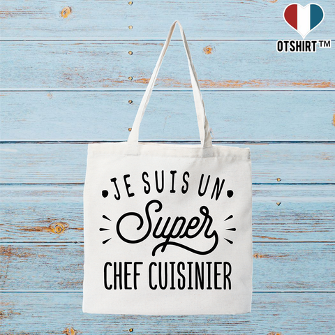 Tote bag coton recyclé je suis un super chef cuisinier