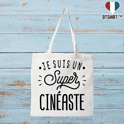 Tote bag coton recyclé je suis un super cinéaste