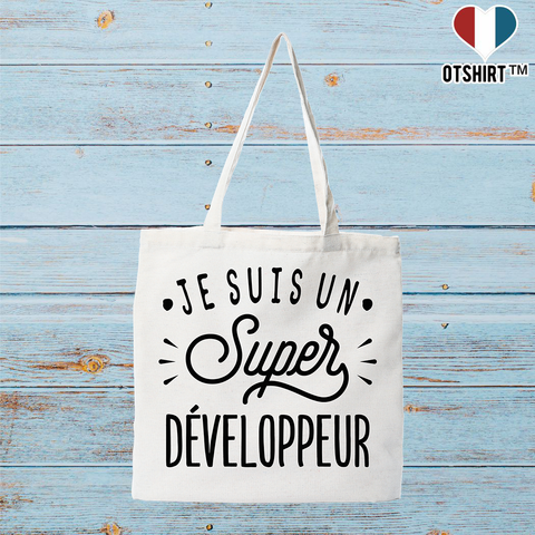 Tote bag coton recyclé je suis un super développeur