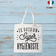 Tote bag coton recyclé je suis un super hygiéniste