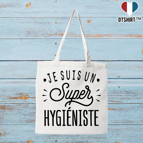 Tote bag coton recyclé je suis un super hygiéniste