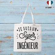 Tote bag coton recyclé je suis un super ingénieur