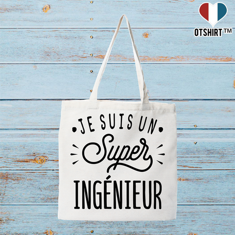 Tote bag coton recyclé je suis un super ingénieur