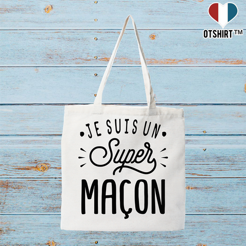 Tote bag coton recyclé je suis un super maçon