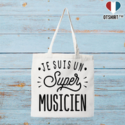 Tote bag coton recyclé je suis un super musicien