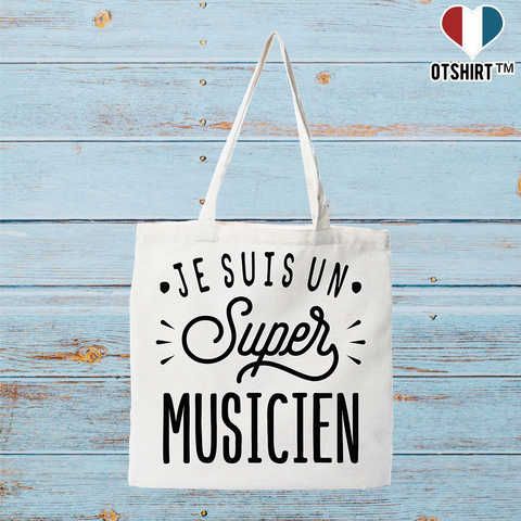 Tote bag coton recyclé je suis un super musicien