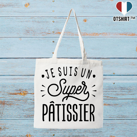 Tote bag coton recyclé je suis un super pâtissier