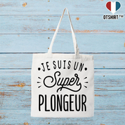 Tote bag coton recyclé je suis un super plongeur