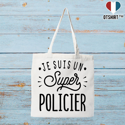 Tote bag coton recyclé je suis un super policier