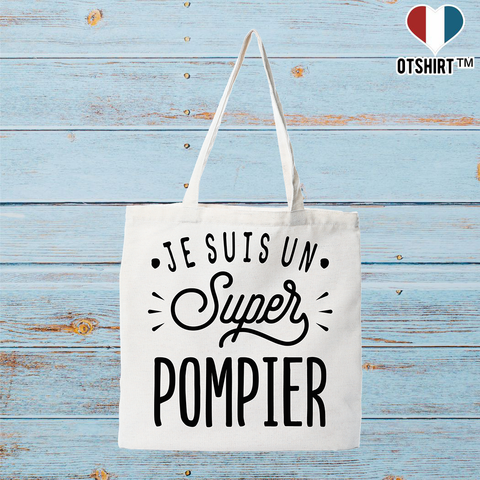 Tote bag coton recyclé je suis un super pompier