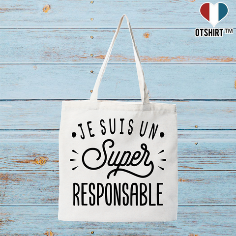 Tote bag coton recyclé je suis un super responsable