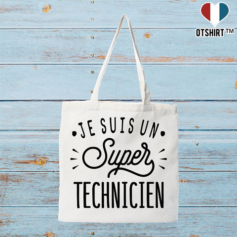 Tote bag coton recyclé je suis un super technicien