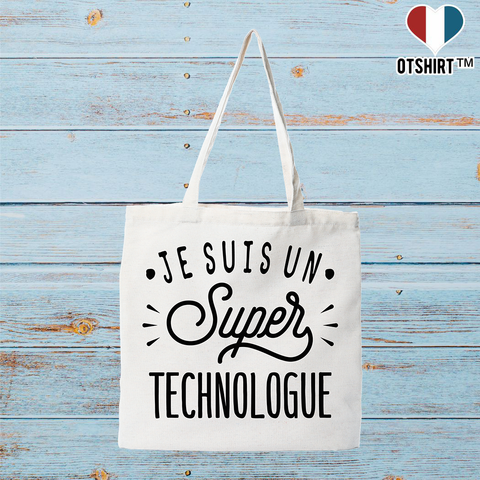 Tote bag coton recyclé je suis un super technologue
