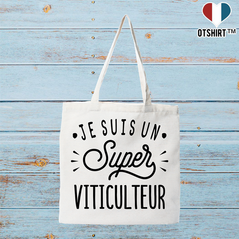 Tote bag coton recyclé je suis un super viticulteur
