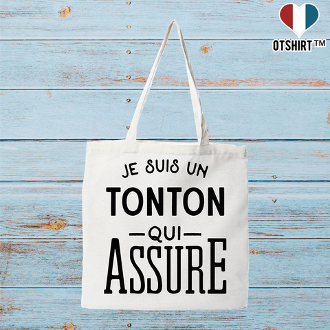 Tote bag coton recyclé je suis un tonton qui assure