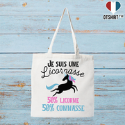 Tote bag coton recyclé je suis une licornasse