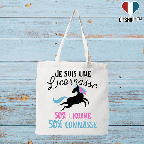 Tote bag coton recyclé je suis une licornasse