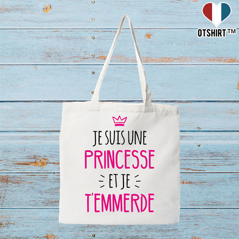Tote bag coton recyclé je suis une princesse et ...